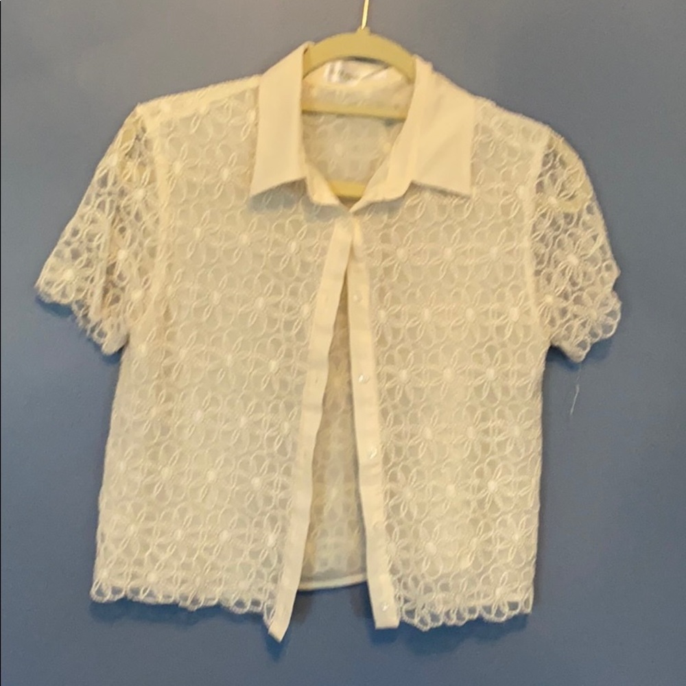 Lacey button down crop top